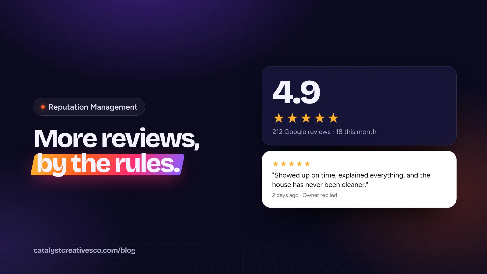 A 4.9 star Google rating with a recent five-star review